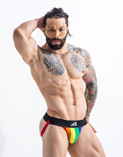 JOCKSTR4P by C4M Pride Stripes Buy breathable elastic Jock String Cotton & Nylon in Rainbow Colors by CUT4MEN buy