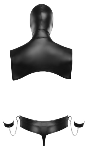 Kapuzen-Top Riostring Handfesseln & Leine Mattlook elastisches Fetisch-Set mit Reissverschlüssen & Zierketten günstig