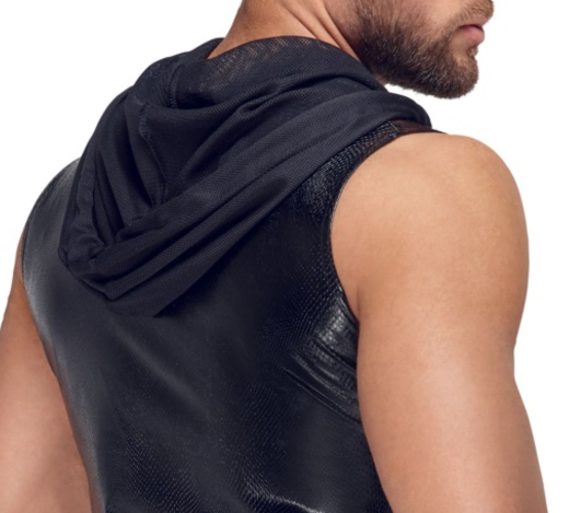 Hoodie Shirt sleeveless w. Zipper Snakeskin Look