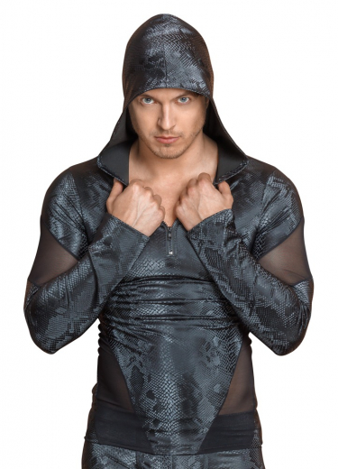 Hoodie Shirt long Sleeves w. Snakeskin Look