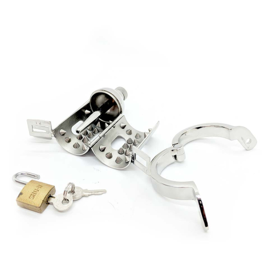 Chastity Penis-Cage w. Thorns & Dilator Stainless Steel