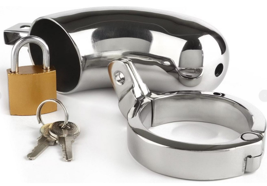 Keuschheits-Peniskäfig The Brig Edelstahl Penisröhre mit Urinieröffnung Cockring 45mm von MR STEEL kaufen