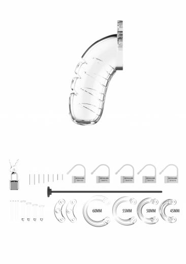 Chastity Cage w. Urethral Insert Mancage-16 transparent