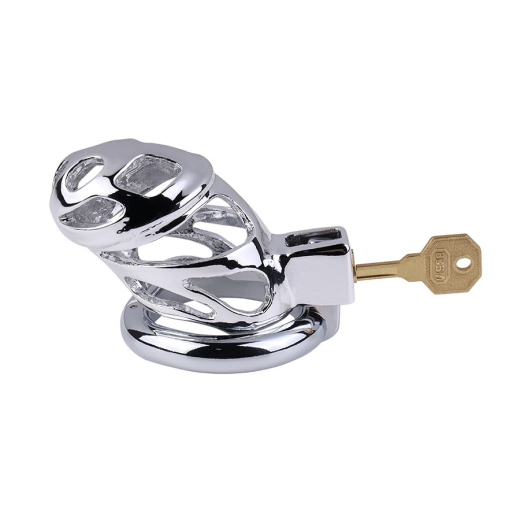 Keuschheitskäfig m. integriertem Schloss Lock Love 50mm m. Scharnier-Cockring Stahl-Peniskäfig günstig kaufen