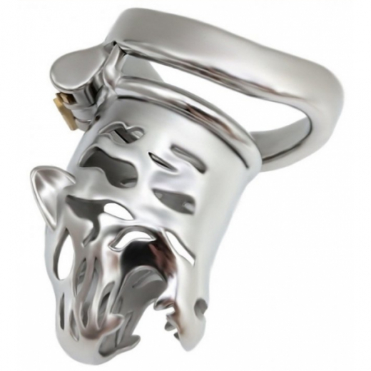 Chastity Cage w. integrated Lock Tiger-Head 40mm