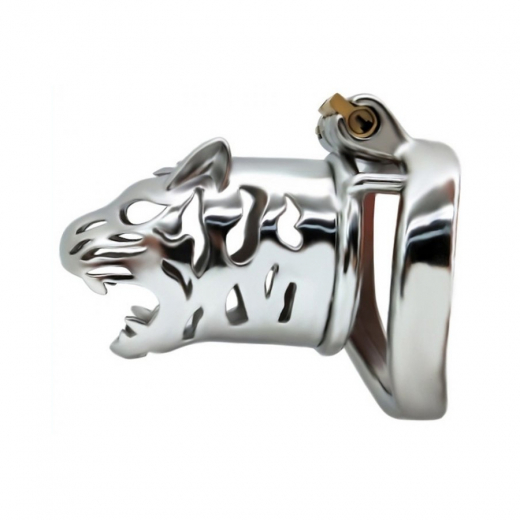 Chastity Cage w. integrated Lock Tiger-Head 45mm