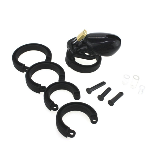 Keuschheitskäfig Silikon 7x3.3cm schwarz mit 5 verschiedenen Cockringen & Vorhängeschloss von COCKLOCK kaufen