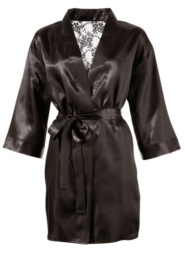 Kimono kurz Satin m. Spitzen-Rückenteil