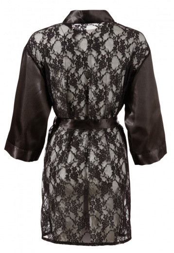Kimono kurz Satin m. Spitzen-Rückenteil