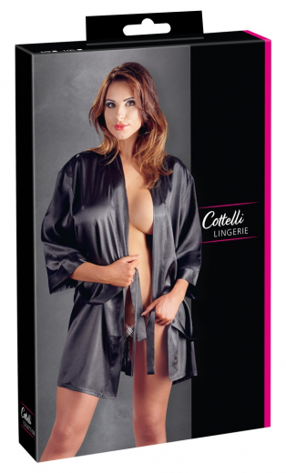Kimono kurz Satin m. Spitzen-Rückenteil