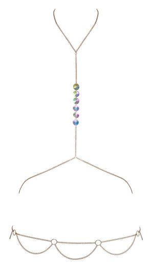 Körperkette m. Hologramm-Pailletten glamuröser Körperschmuck m. Karabiner einstellbar von COTTELLI ACCESSOIRES kaufen