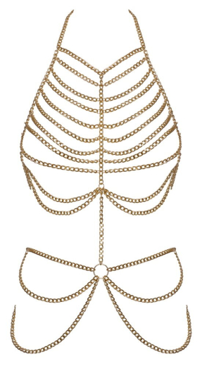 Körperkette m. Karabinerverschlüssen goldfarben vorne üppiger Zierketten-Look hinten m. Karabinern einstellbar kaufen