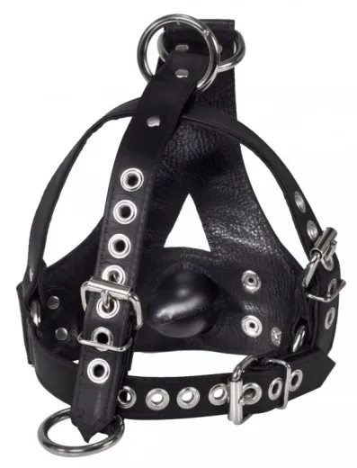 Kopf-Harness Leder m. abnehmbarem Knebel Bishop