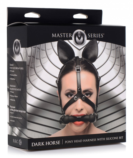 Kopfharness m. Beissstange Dark Horse Kunstleder