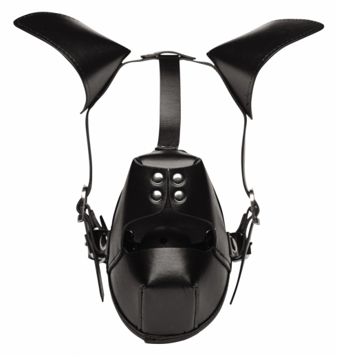 Head Harness Dog-Hood w. breathable Ball Gag PU-Leather
