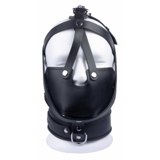 Head Harness w. Muzzle lockable Leather strong Cowhide Straps adjustable with locking Buckles & Mouth Cover buy cheap