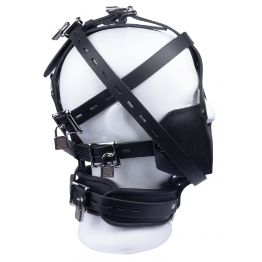 Head Harness w. Muzzle lockable Leather strong Cowhide Straps adjustable with Mouth Cover by THE RED buy cheap