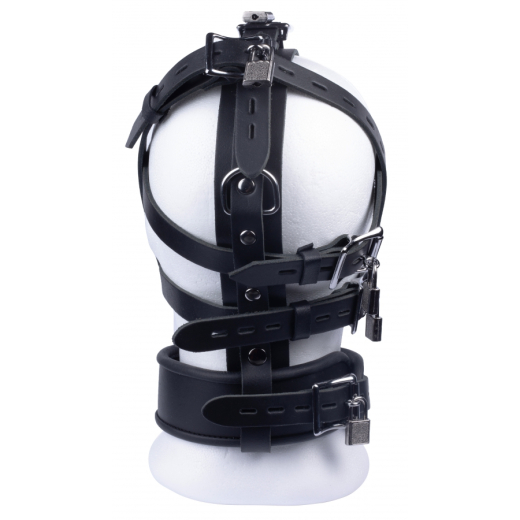 Head Harness w. Muzzle lockable Leather Cowhide Straps adjustable w. locking Buckles & Mouth Cover by THE RED buy