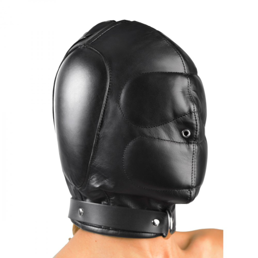 Kopfhaube geschlossen Sensory Deprivation Hood Leder mit Polsterungen Schnürung & Reissverschluss kaufen