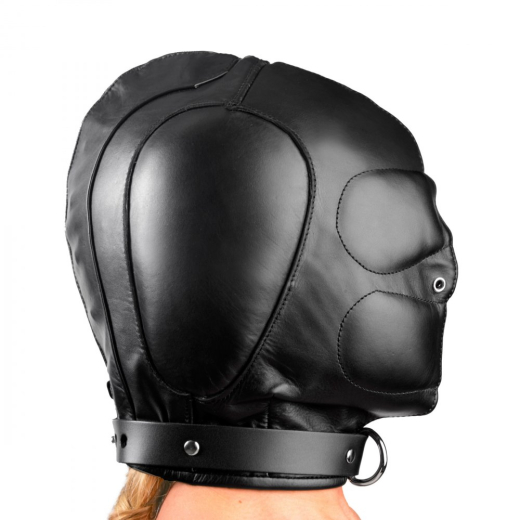 Kopfhaube geschlossen Sensory Deprivation Hood Leder gepolstert m. Nasenlöchern Schnürung & Reissverschluss kaufen