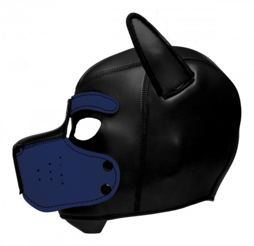 Kopfhaube Hund Neopren Puppy Hood schwarz-blau