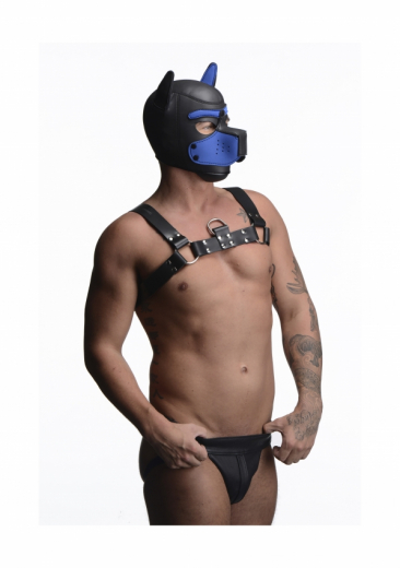 Kopfhaube Hund Neopren Puppy Hood schwarz-blau