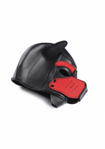 Kopfhaube Hund Neopren Puppy Hood schwarz-rot