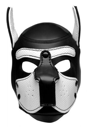 Kopfhaube Hund Neopren Puppy Hood schwarz-weiss