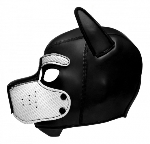 Kopfhaube Hund Neopren Puppy Hood schwarz-weiss