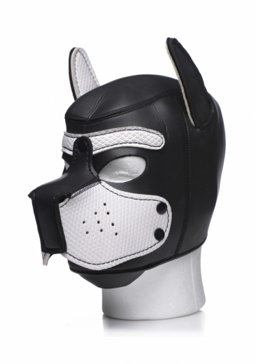 Kopfhaube Hund Neopren Puppy Hood schwarz-weiss