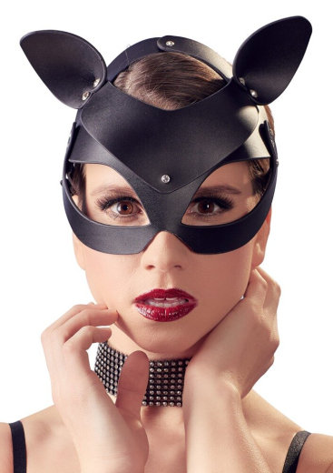 Kopfmaske m. Ohren Catwoman Kunstleder