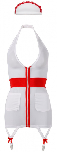 Krankenschwester Minikleid Kostümset m. Strapsen