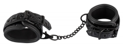 PU-Leather Wrist Cuffs embossed & Chain