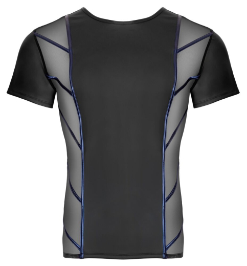 Kurzarm-Shirt m. Netz & Streifen Mattlook transparente Einsätze & aufgesetzte Blau-Metallic-Streifen von NEK kaufen