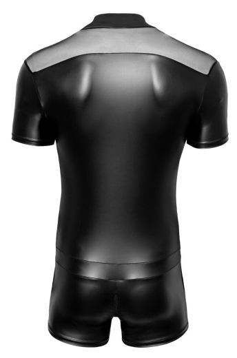 Kurzoverall m. transparenten Einsätzen Mattlook Reissverschluss vom Kragen durch den Schritt von SVENJOYMENT kaufen