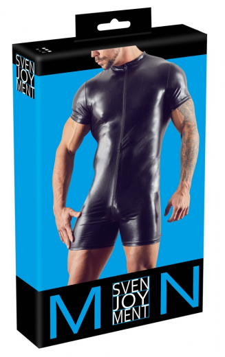 Short Bodysuit Wetlook w. 3-Way Zipper