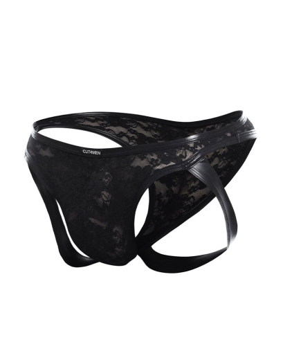 L4CE by C4M Hybrid Jockstrap schwarz pobedeckender Jockstring transparente Spitze m. schwarzen Bändern kaufen