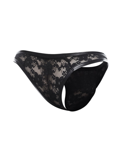 L4CE by C4M Thong black made of transparent Strech Lace w. black Edges comfortable & sexy Mens Underwear buy cheap