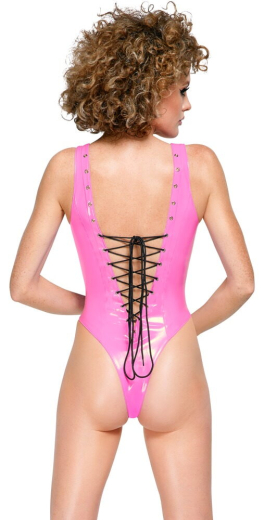 Vinyl Body w. Lacings pink deep Cutout @Front & Back silver-colored Eyelets & black Lacing-Bands by BLACK LEVEL buy