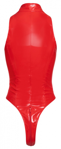 Vinyl Body Suit w. Collar & long Zipper red