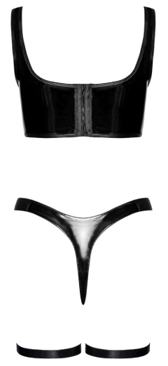 Lack Bustier-Top & Straps-String mit verstellbaren Trägern & Hakenverschluss G-String mit Schenkelriemen kaufen