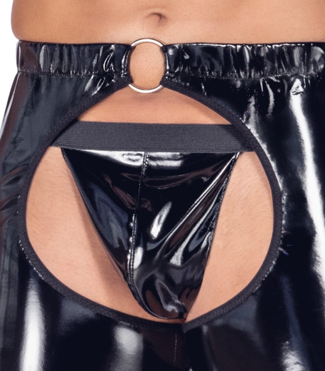 Lack Chaps & G-String für Herren bis XXL elastischer Bund pofreie kurze Pants von BLACK LEVEL günstig kaufen