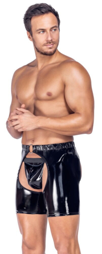 Lack Chaps & G-String für Herren bis XXL dekorativer O-Ring pofreie Pants von BLACK LEVEL Fetischmode kaufen