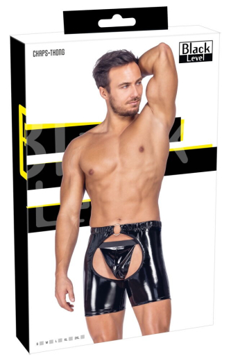 Lack Chaps & G-String für Herren bis 2XL elastischer Bund pofreie kurze Pants von BLACK LEVEL günstig kaufen