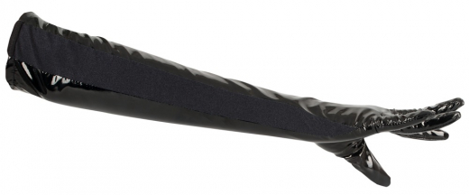 Lack Handschuhe m. Elastikeinsätzen schwarz