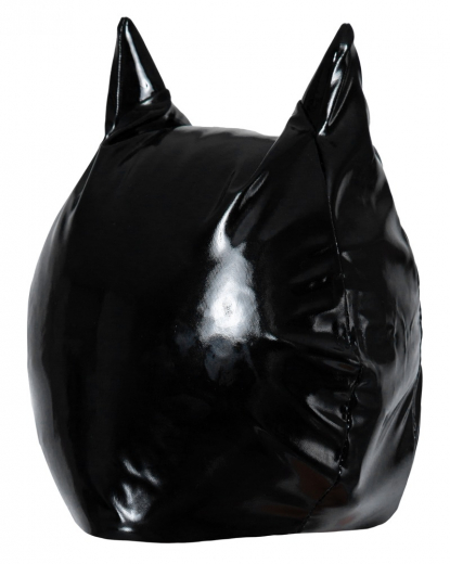 Lack Haube Kopfmaske Katze aus schwarzem Vinyl Augenmaske mit Katzenohren von BLACK LEVEL kaufen