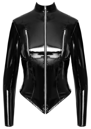 Vinyl Jacket w. Zippers w. continuous Front-Zipper & Zippers at the Breasts to open by BLACK LEVEL Fetish Fashion buy cheap
