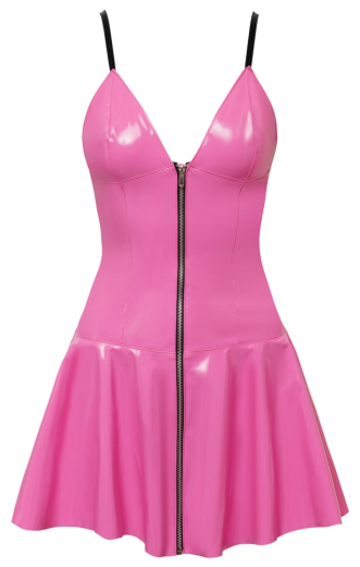 Lack Minikleid m. ausgestelltem Rockteil pink