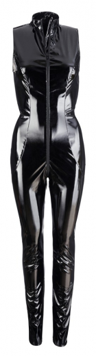 Lack Overall m. Stehkragen & Reissverschluss schwarz