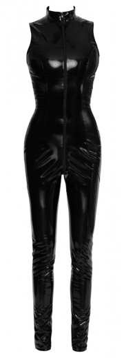 Lack Overall m. Stehkragen & Reissverschluss schwarz